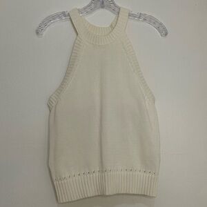 Banana Republic 100% Cotton Halter Neck Knit Sweater Cream/Ivory Tank Top Size S